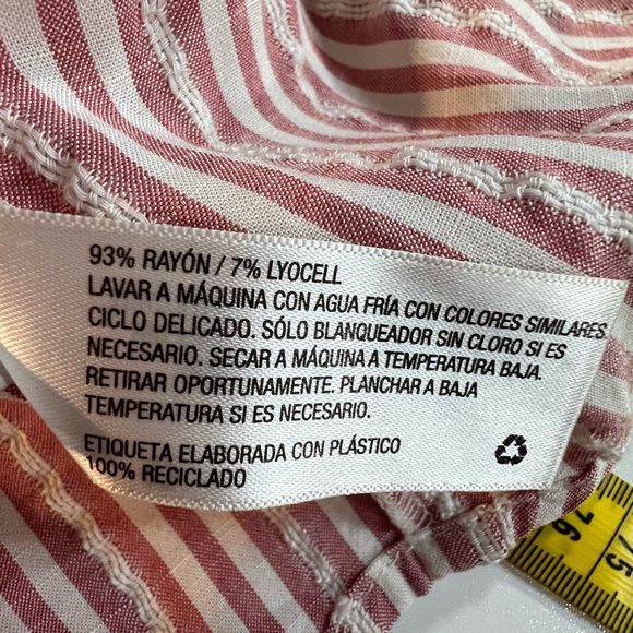 Universal Thread pink and white stripped blouse size small Long Sleeve Button Up - Picture 7 of 9